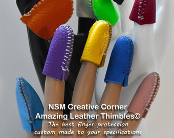 Increíble dedal de cuero hecho a mano © (1) costura, fieltrado, bordado, manualidades. La mejor protección para los dedos. Medicina. peso CUALQUIER COLOR Disponible o especificar