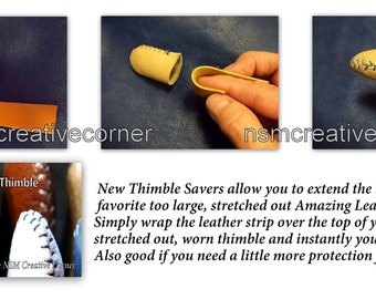 Leather Thimble Savers- set of 3 leather strips that extend the life of your used Amazing Leather Thimble- Thimble not included