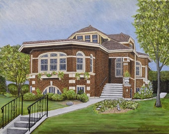 Colored Pencil House Portraits NO matting- Custom original drawings of your home, real estate property. Realtor gift idea. Ready to frame.