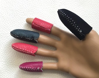NEW Leather Thimbles- 2 ORIGINAL Amazing Handmade Leather Sewing Thimbles© variety color/sizes OK. Med. weight. Best craft finger protection