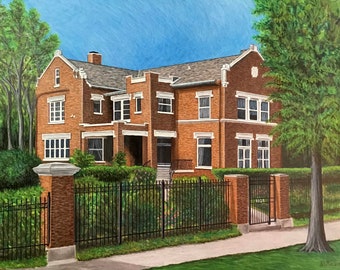 Colored Pencil House Portraits with matting- Custom original drawings of your home, real estate property. Realtor gift idea. Ready to frame.