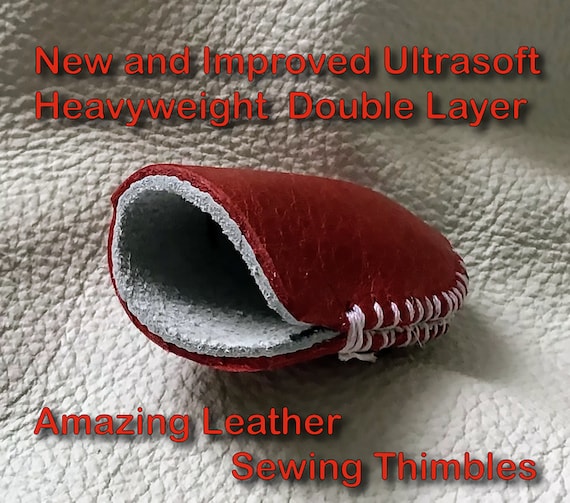 Double Layer Ultrasoft HEAVYWEIGHT Amazing Handmade Leather Sewing Thimble- (one), hand sewing, heavy duty crafting BEST finger protection