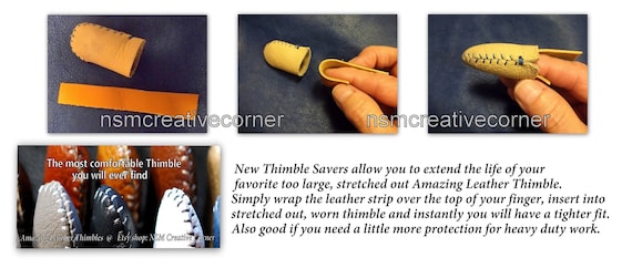 Leather Thimble Savers- set of 4 leather strips that extend the life of your used Amazing Leather Thimble- Thimble not included