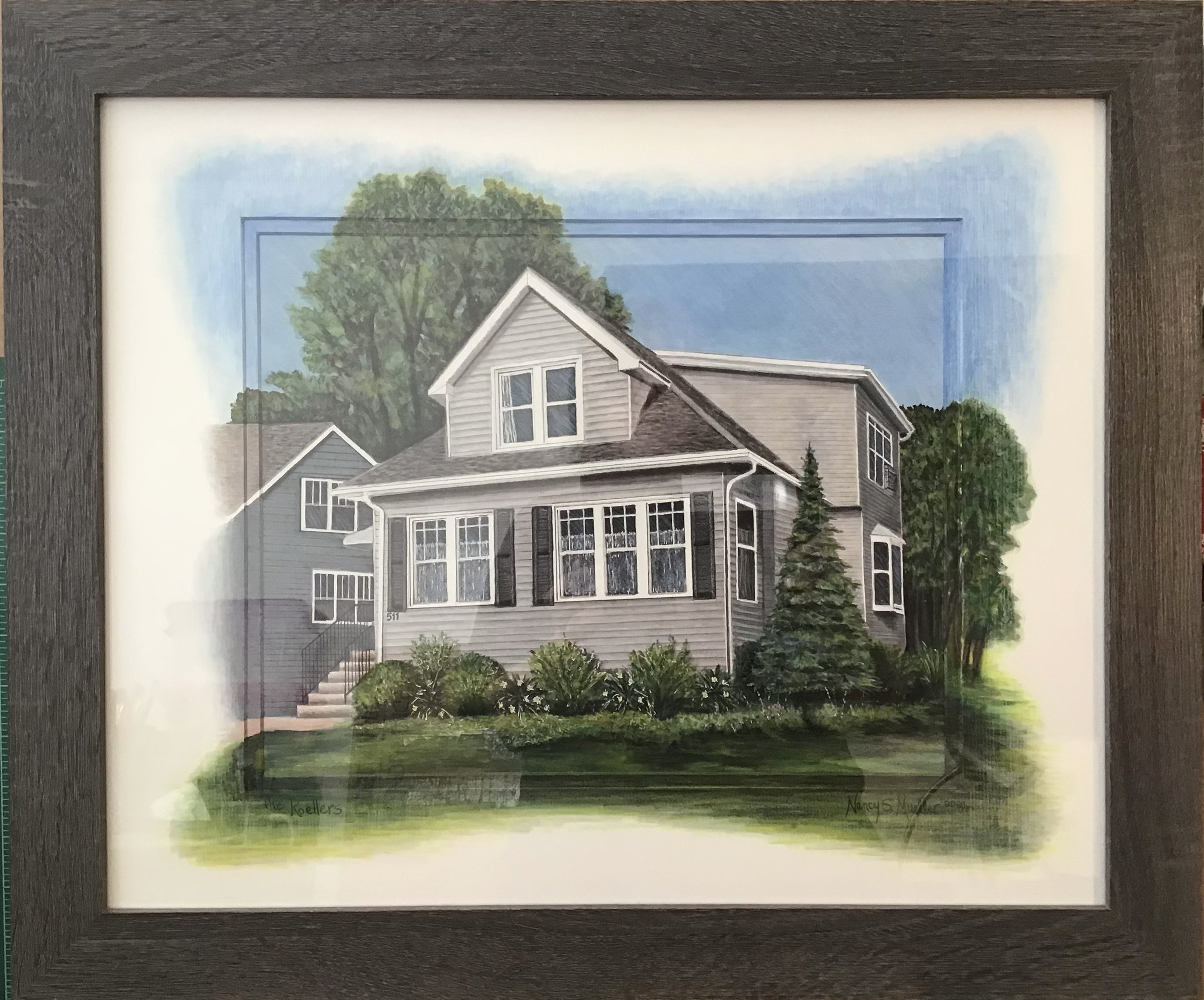 Colored Pencil House Portraits With Matting- Custom Original Drawings ...