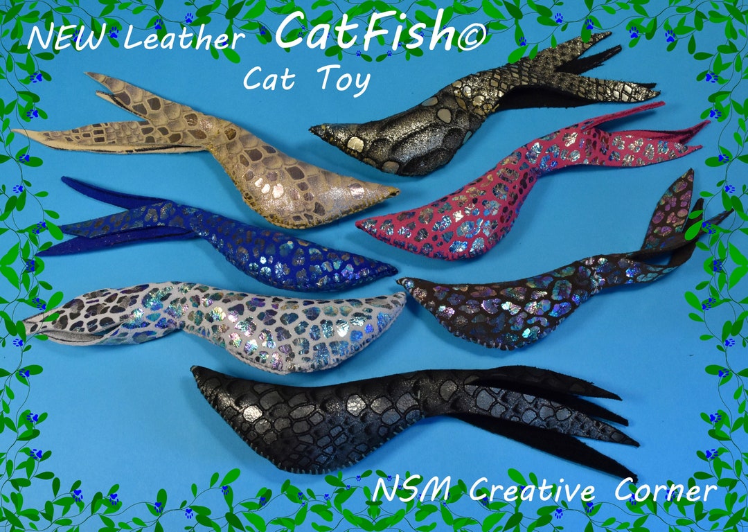 Amazing Catfish© Genuine Leather Cat Toy Colorful Leopard/snake