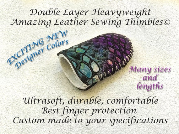 Handmade Double Layer Leather Sewing Thimble, Ultrasoft, Heavy Duty Crafting BEST finger protection