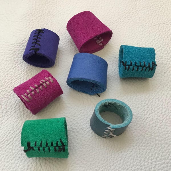 Handmade Leather Thimble Rings Set of 2, Heavy Sewing, Craft Protection