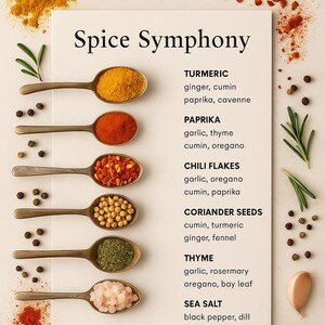 Spice Combinations Chart.pdf Spice Pairing Chart Kitchen Wall Art – Culinary Herbs Poster – Modern ...