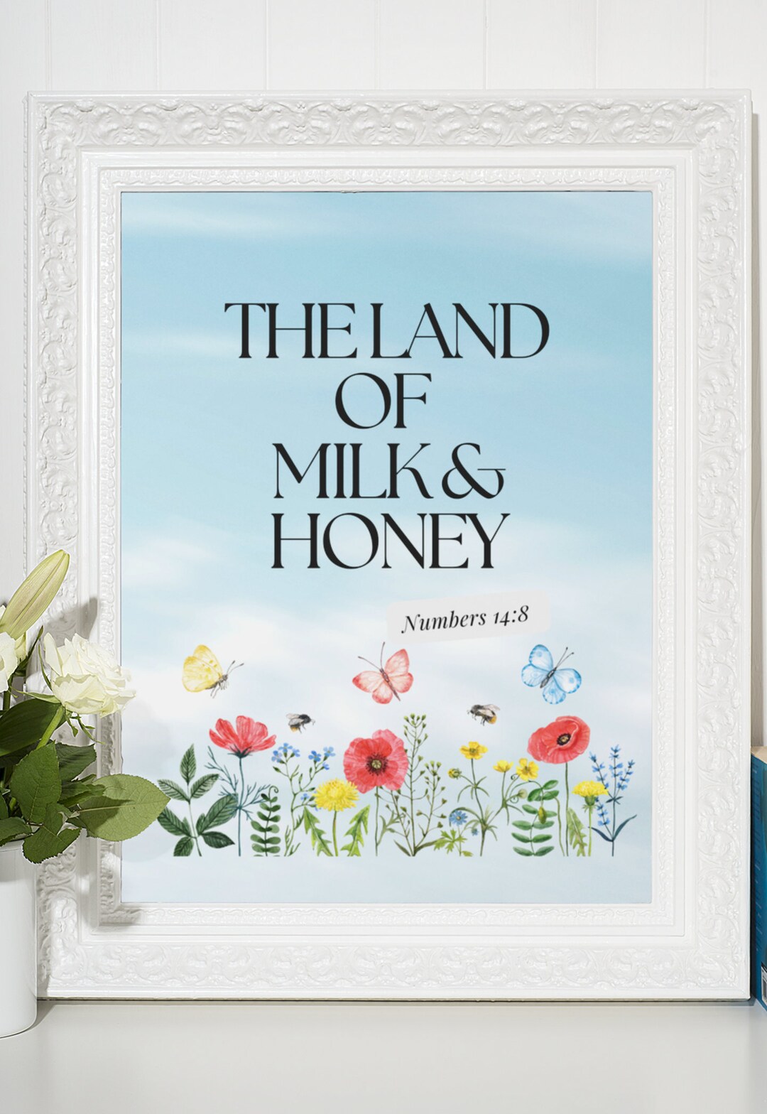 The Land of Milk and Honey Digital Download Wall Art, Bible Verse ...