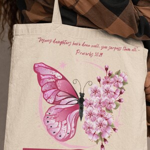 Borsa tote cristiana personalizzata, regalo religioso, borsa tote cristiana per lei, borsa della Bibbia, Proverbi 31