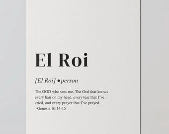 Christian wall art, Religious dorm decor, El Roi God that sees me canvas art, minimalist home office decor, Christian gift for home