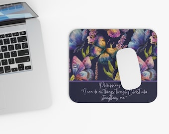 Christian mousepad, bible verse inspirational mouse pad, Philippians 4:13