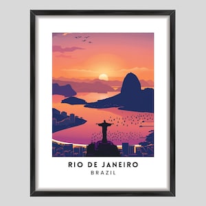Impresión de Río de Janeiro, cartel de viaje, arte de la pared de Río de Janeiro Brasil ilustración cartel de América del Sur descarga digital cartel de Río de Janeiro
