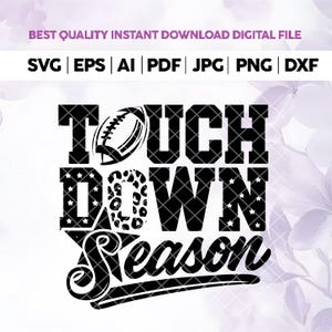 Touchdown Season SVG PNG,Black White Game Day Shirt Design,Retro Sports Sublimation Download,Checkered Star Football Svg Png,Cricut Cut file