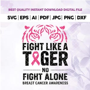 Fight Like a Tiger Breast Cancer Awareness Graphic,Tigers Breast cancer PNG,Pink Ribbon Svg Png,tigers, pink out,Digital Download,Cricut