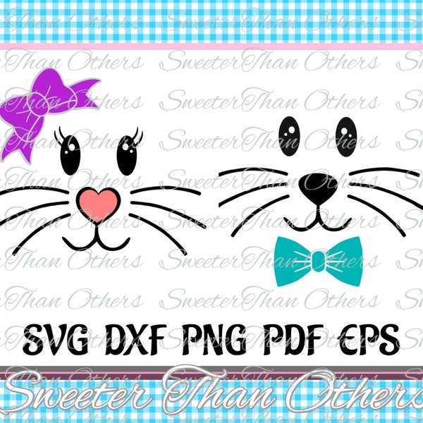 Bunny Face Svg Easter Boy Girl Silhouette Valentines svg, Dxf Silhouette, Cameo Cricut cut file INSTANT DOWNLOAD, Vinyl Design, Htv Scal Mtc