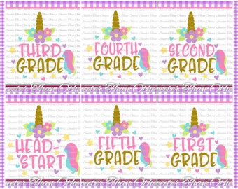 Unicorn School SVG Bundle Kindergarten First Day of School SVG and DXF Files Silhouette Studios clipart, cut, Instant Download Scal