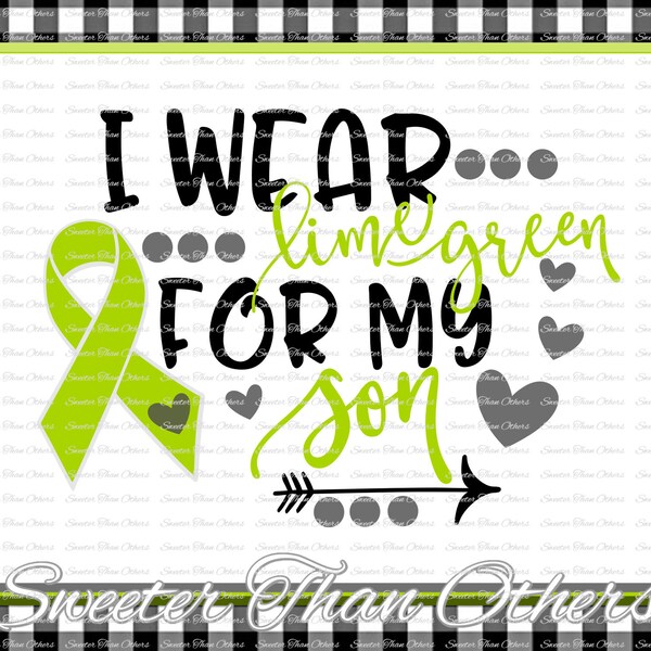 I wear Lime Green for my Son SVG, Burkitt's lymphoma Svg, Lime Green Ribbon svg, Lymphoma Ribbon Svg,  Dxf Cameo Cricut cut file