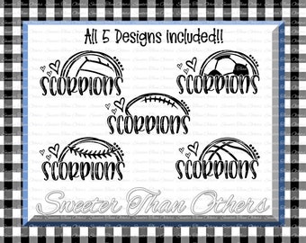 Scorpions Svg, Football Scorpions, Baseball Scorpions, Basketball Scorpions, Pride, Bundle, Soccer svg, Scorpions Clipart, Scorpions mom svg