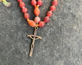 Carnelian and Red Agate Anglican Rosary  Anglican Prayer Beads  Protestant Prayer Beads Christian Meditation  Episcopal Rosary