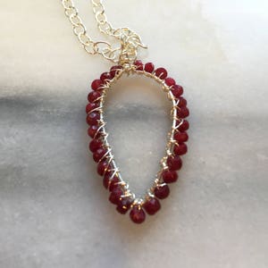 Ruby  Pendant Necklace\\ Wire Wrapped Ruby Pendant\\ Sterling Silver Necklace \\ Genuine Ruby Jewelry  Valentine Gift for Her