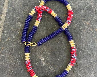 African Trade Bead Necklace with Gold Vermeil Beads