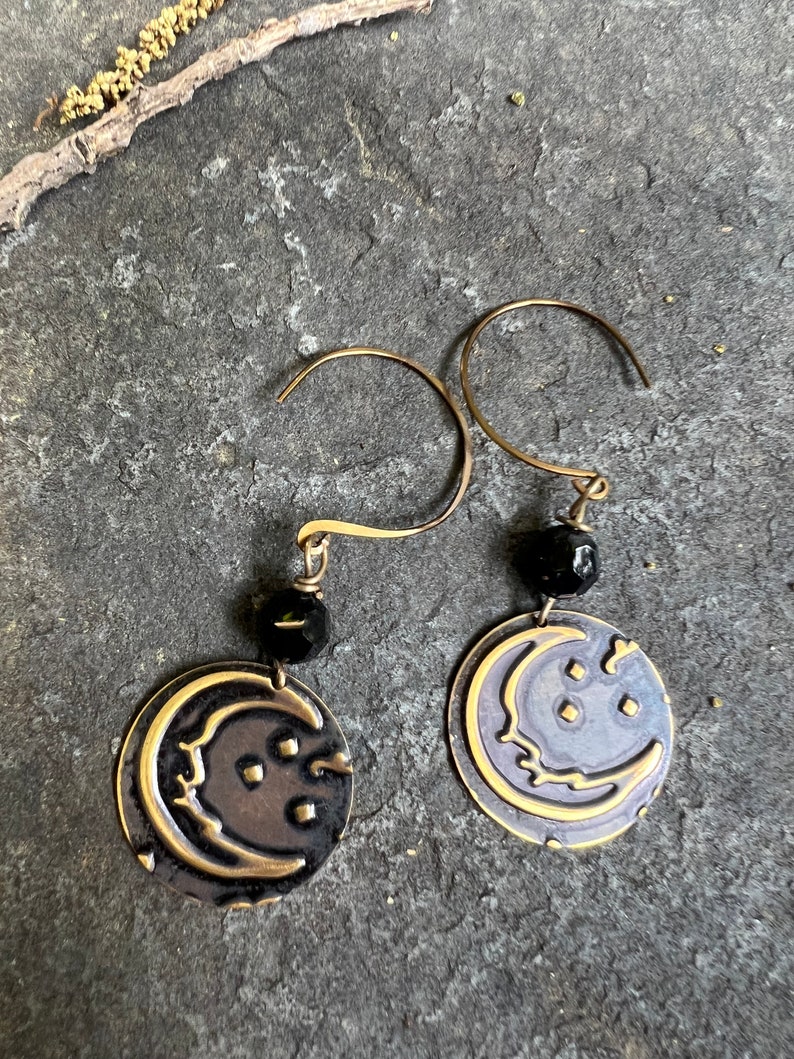 Twilight Moon Mixed Media Dangle Earrings image 7