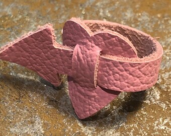 Pink Leather Adjustable Heart Ring    Genuine Leather Jewelry  Statement Ring  Heart and Arrow Ring  Gift for Her