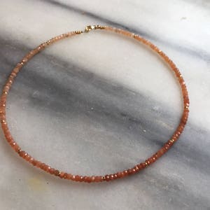 Peach Moonstone Necklace   Sundance Style  Gemstone Necklace  Moonstone Jewelry   golden orange   peach fuzz moonstone necklace  minimalist