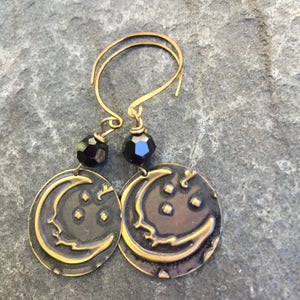 Twilight Moon Mixed Media Dangle Earrings image 4