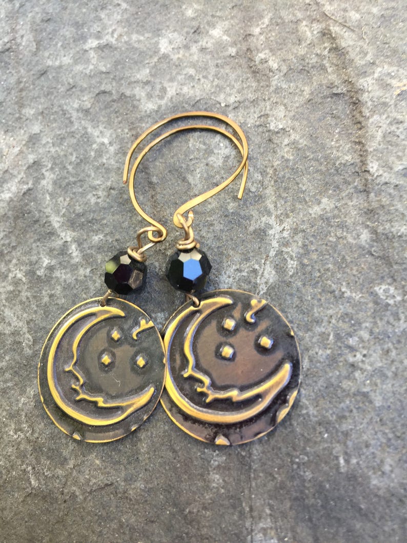 Twilight Moon Mixed Media Dangle Earrings image 4