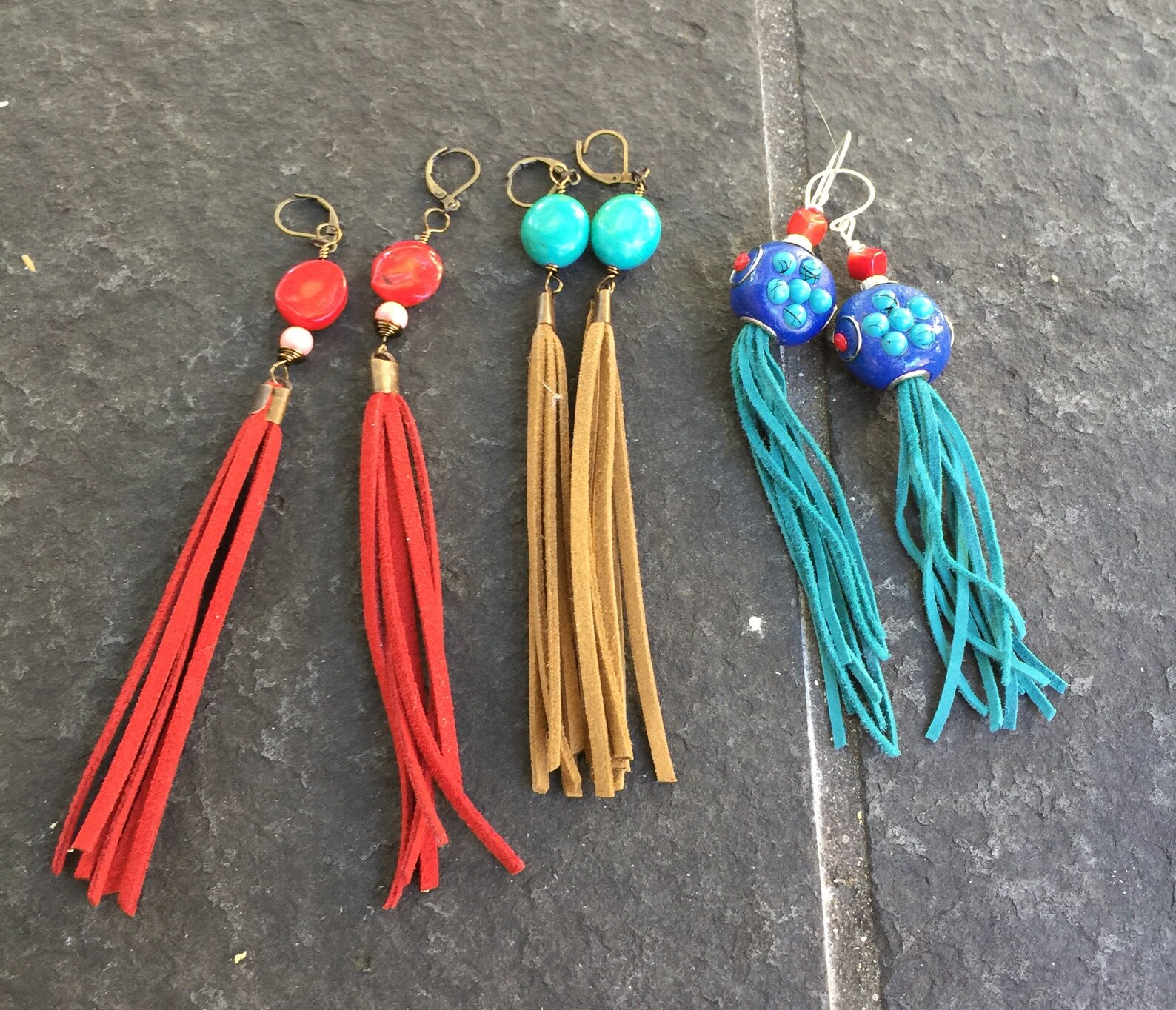 Cowgirl Turquoise and Suede Long Tassel Boho Cowgirl Tassel Etsy