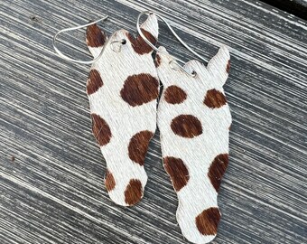 Appaloosa Earrings  Hair on Hide Leather Earrings  Spotted Horse  Brown on White Hair on Hide Earrings   Cowgirl Chic  Cowgirl Up