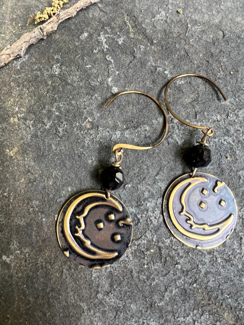 Twilight Moon Mixed Media Dangle Earrings image 6