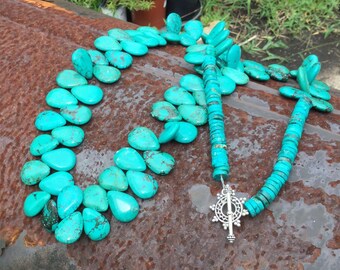 Southwestern Turquoise Necklace \Layering Necklace\\Cowgirl Chic\\Southwestern Jewelry Mother&#39;s Day Gift  Turquoise Teardrop Necklace