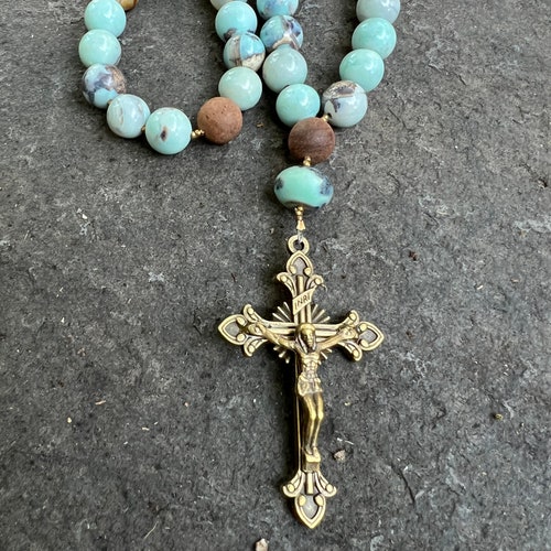 Enamel Jasper and Wood Anglican Rosary retailer with Antiqued Brass Radiant Cross Protestant Prayer Beads Episcopal Rosary