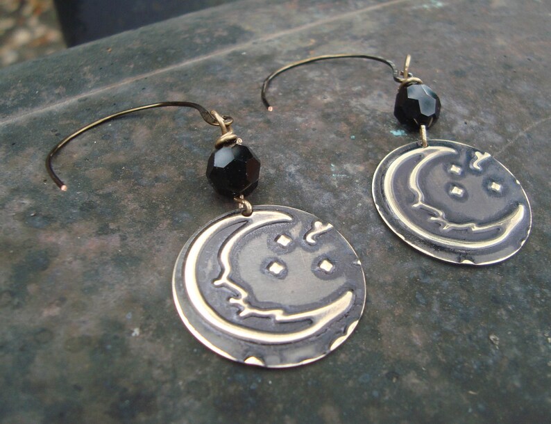 Twilight Moon Mixed Media Dangle Earrings image 2