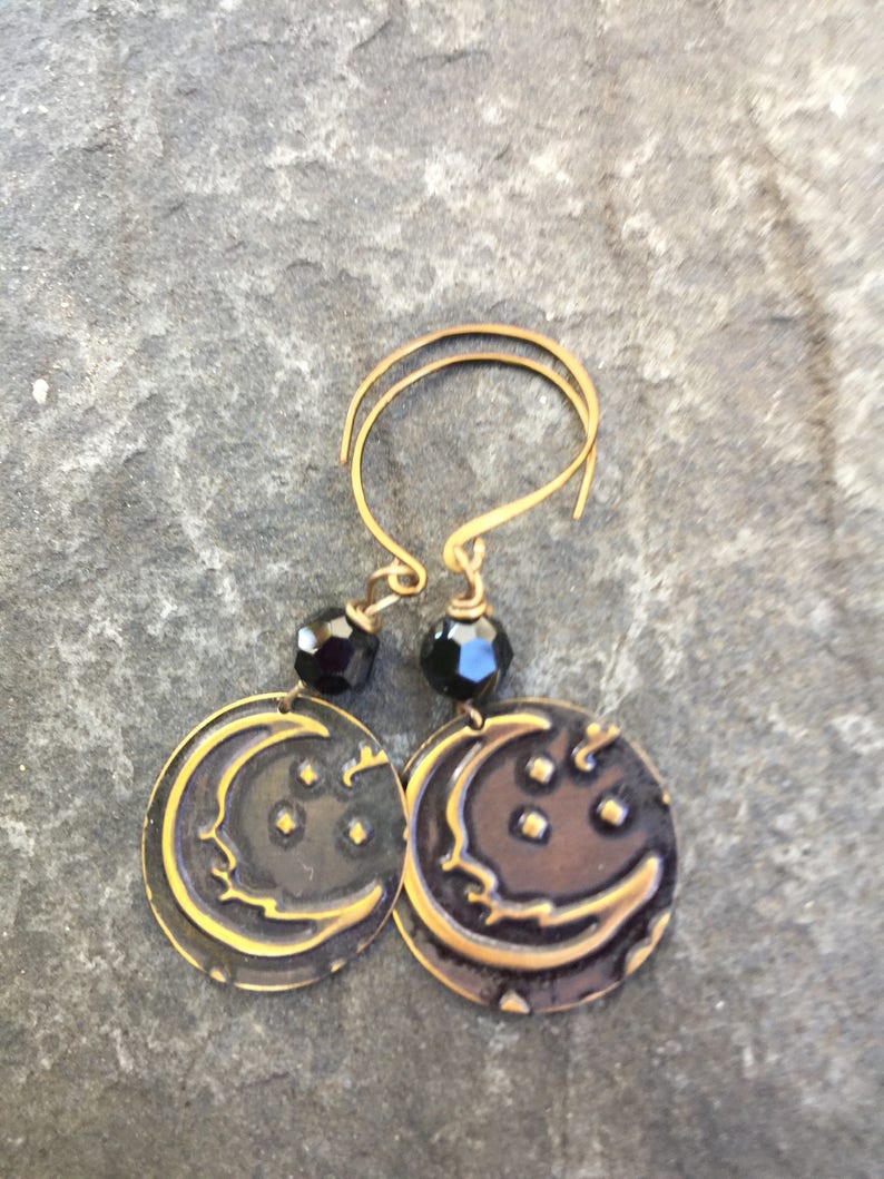 Twilight Moon Mixed Media Dangle Earrings image 3