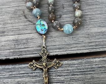 Labradorite and Moonstone  Anglican Rosary  Prayer Beads  Episcopal Rosary  Christian Prayer Beads    Episcopalian