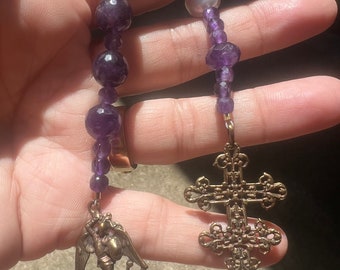 Amethyst and  Cross of Lorraine Anglican Rosary Protestant Prayer Beads  Episcopal Rosary Christian Mediation