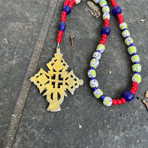 African Trade Beads Anglican Rosary with Ethiopian Cross Protestant Prayer Beads    Episcopal Rosary