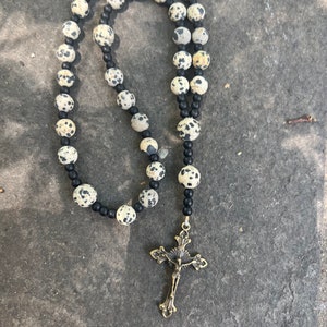 Matte Dalmation Jasper Anglican Rosary   Bronze Crucifix Episcopal Rosary  Episcopalian  Protestant Prayer Beads  Confirmation Gift