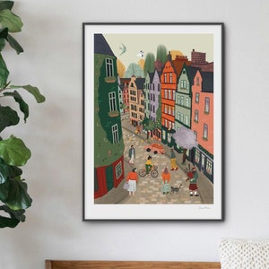 Stampa artistica di Edimburgo Victoria Street: illustrazione di viaggio in Scozia
