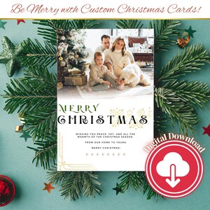 Tarjeta de Navidad personalizada con foto familiar / Tarjeta de felicitación navideña / Hecha a pedido