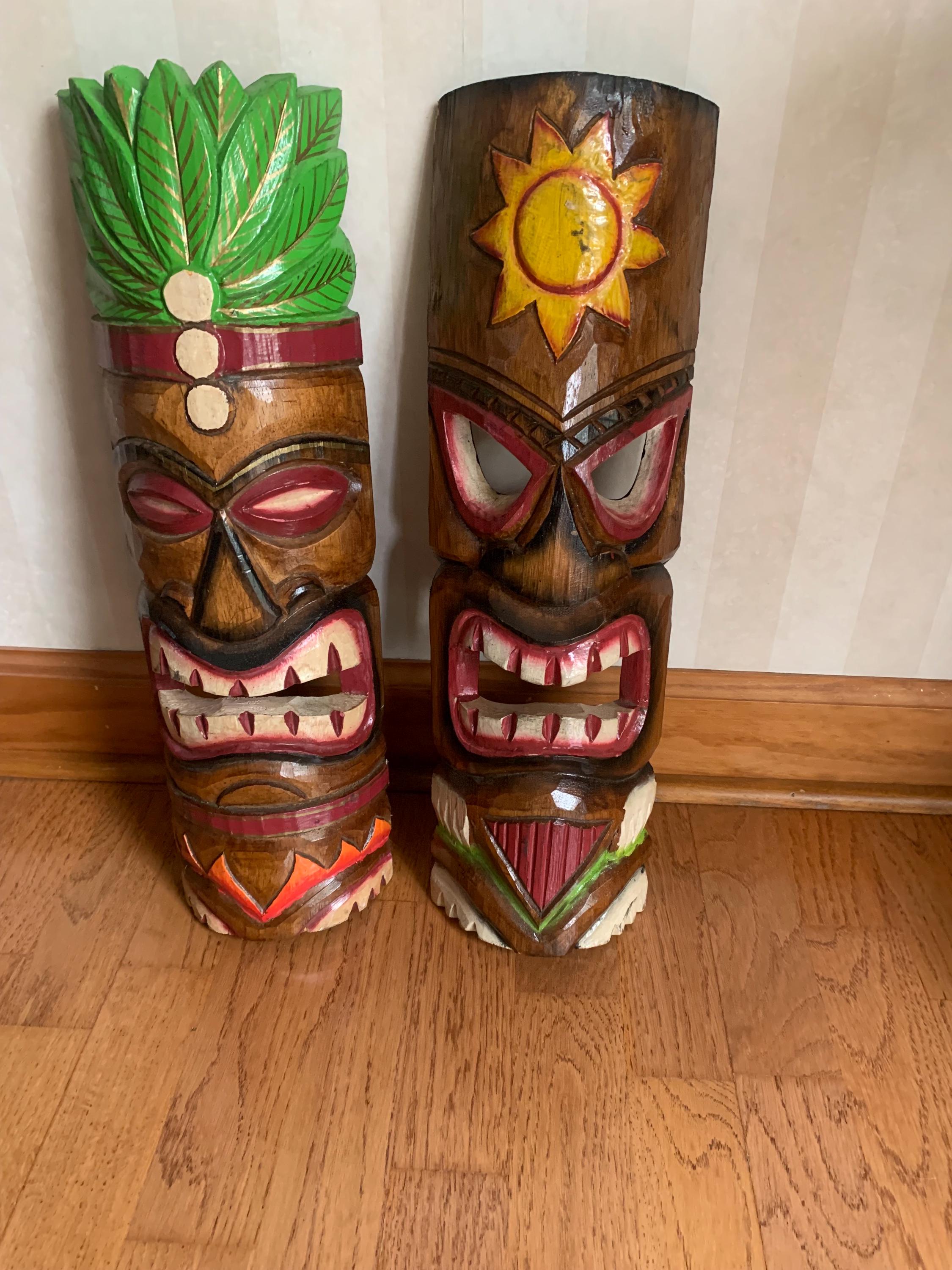 Amazing Tiki Mask Wall Hangings Art Made in Indonesia Lot of 2 - Etsy