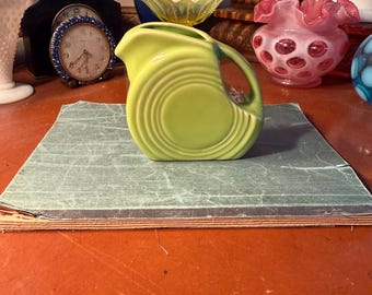 Stunning Vintage Fiesta Chartreuse? Green? Mini Small Disk Disc Pitcher Art Deco