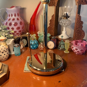 Amazing Polished Brass Paper Towel Holder MCM Heavy Standing Counter Top Holder