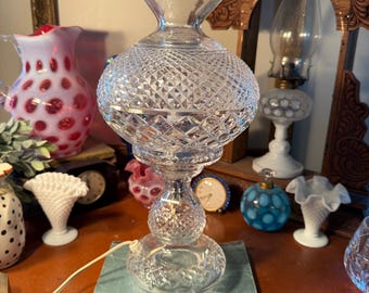 STUNNING Vintage Waterford Inishmaan Crystal Glass Hurricane Electric Lamp WORKING