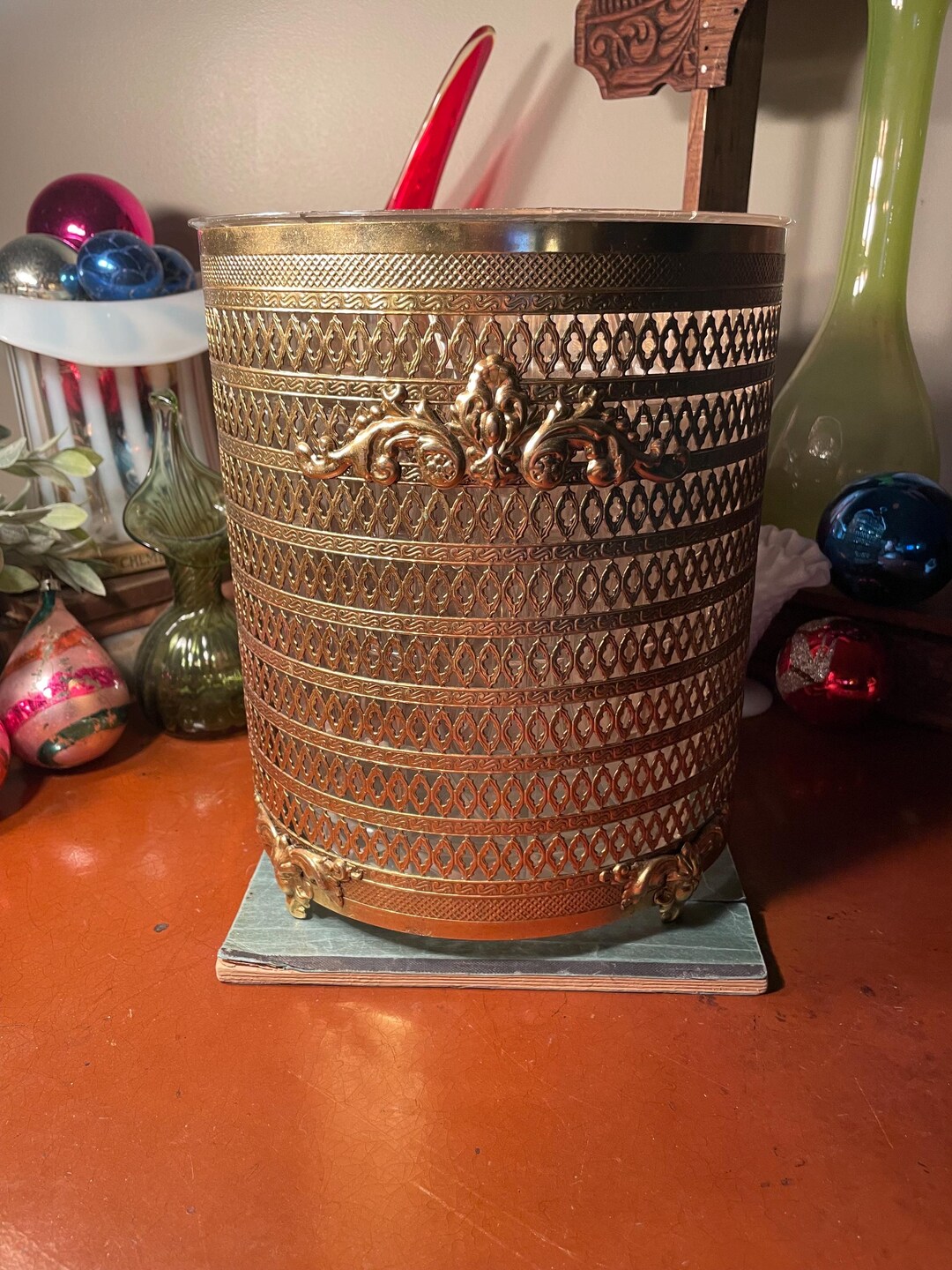 Beautiful Vintage MCM Gold Brass Hollywood Regency Brass Filligree ...
