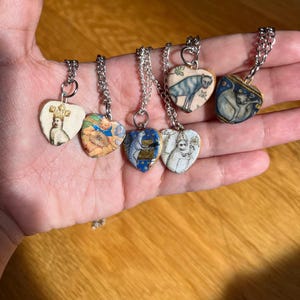 Medieval Cat Pendant Necklace: Illuminated Manuscript Clay Jewelry